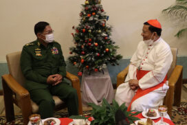 State Administration Council Chairman Prime Minister Senior General Min Aung Hlaing attends the ceremony of collective Christmas wishes 2021