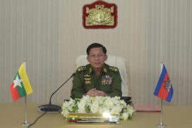 State Administration Council Chairman Commander-in-Chief of Defence Services Senior General Min Aung Hlaing holds talks with Commander-in-Chief of Royal Cambodian Armed Forces General Vong Pisen through videoconferencing