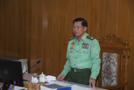 SAC Chairman Commander-in-Chief of Defence Services Senior General Min Aung Hlaing addresses training coordination meeting of academics/training schools in PyinOoLwin Station