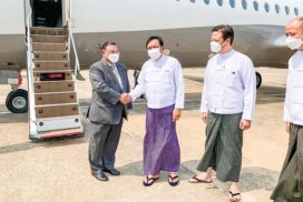 Union Minister for Foreign Affairs arrives back in Nay Pyi Taw after paying a working visit to China at the invitation of the Chinese State Councilor and Foreign Minister