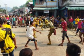 Taninthayi Township celebrates traditional tiger dance in Thingyan festival