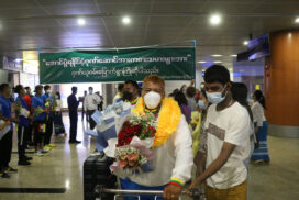 1st batch of Myanmar athletes returning from 31st SEA Games welcomed back home