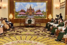 SAC Chairman Commander-in-Chief of Defence Services Senior General Min Aung Hlaing holds talks on peace issues with Restoration Council of Shan State-RCSS (SSA) Chairman Sao Yawd Serk