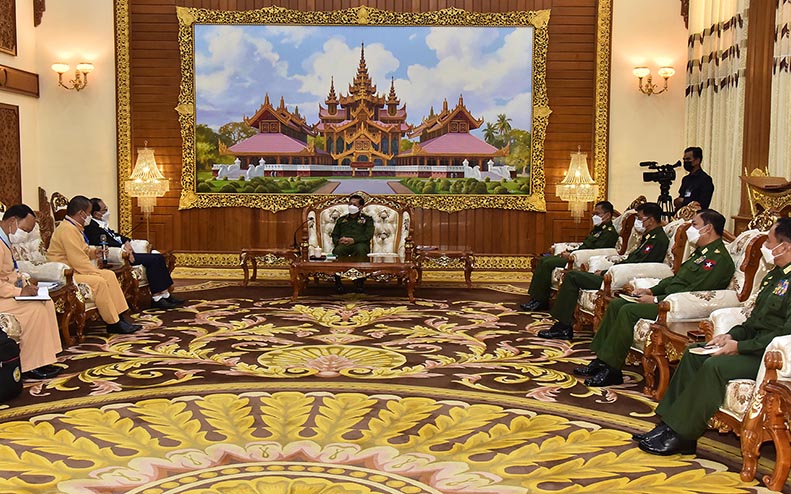 SAC Chairman Commander-in-Chief of Defence Services Senior General Min Aung Hlaing holds talks on peace issues with Restoration Council of Shan State-RCSS (SSA) Chairman Sao Yawd Serk