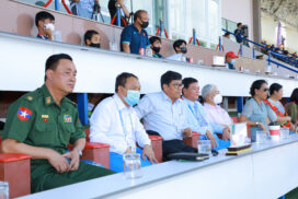 MoSYA Union Minister enjoys Myanmar vs the Philippines match in SEA Games