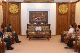 U Wunna Maung Lwin, Union Minister for Foreign Affairs receives Dr Kung Phoak, Secretary of State for Foreign Affairs and International Cooperation and Head of the office of the Special Envoy of the ASEAN Chair