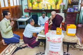 SAC member donate essential offerings to venerable Sayadaws in Nyaungdon, Maubin