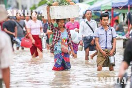 Yangon River’s water level surging over 20 feet beyond datum