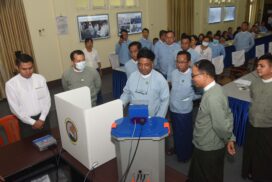 UEC demonstrates Myanmar’s electronic voting machine to ministries