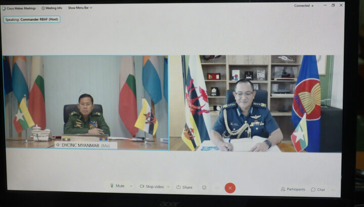 Vice-Chairman of the State Administration Council Deputy Commander-in-Chief of Defence Services Vice-Senior General Soe Win meets Brunei’s Commander-in-Chief online on 18 February 2021.