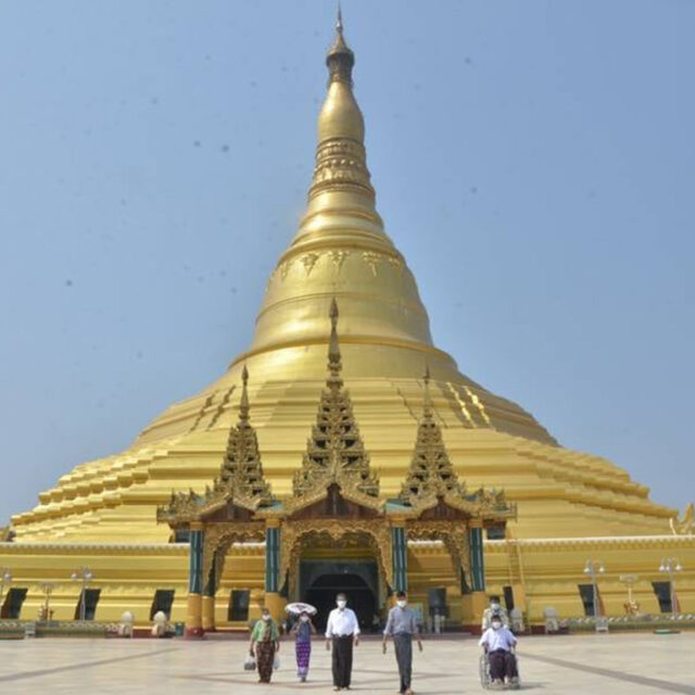 Devotees are seen worshipping the Uppatasanti Pagoda in Nay Pyi Taw.