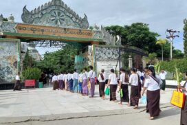 Worshippers make merits at pagodas across Mandalay on Waso full moon day