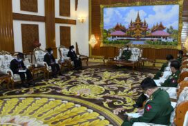 SAC Chairman Commander-in-Chief of Defence Services Senior General Min Aung Hlaing holds talks with peace delegation led by Lahu Democratic Union-LDU General Secretary