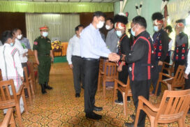 Union Defence Minister meets Sagaing Region cabinet, district, township-level officials, town elders, officers, other ranks, families of local station