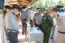 MoHA Union Minister inspects Insein Prison where parcel bombs went off