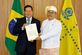U Aung Kyaw Zan presents Credentials to Vice-President of Federative Republic of Brazil