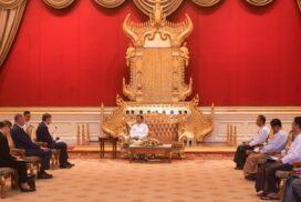 SAC Chairman Prime Minister Senior General Min Aung Hlaing receives Mr Maxim Reshetnikov, Minister of Economic Development of the Russian Federation