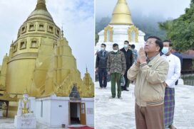 SAC Chairman Prime Minister Senior General Min Aung Hlaing pays homage to ancient historic Kaunghmulon Pagoda, visits Rawang Cultural Museum in Machanbaw Township