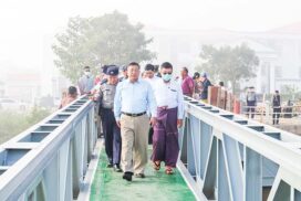 Mon State Chief Minister inspects progress of jetty at Gaungsaygyun