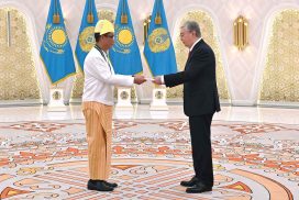 Ambassador U Lwin Oo presents Credentials to President of Republic of Kazakhstan