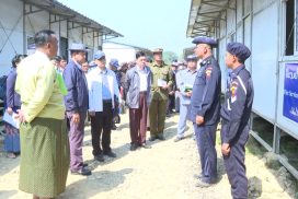 MoBA Union Minister inspects reception centres, temporary shelters in Rakhine State