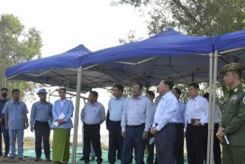 SAC Chairman PM Senior General Min Aung Hlaing inspects water supply facilities in Sittway