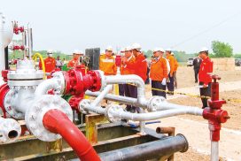 MoE Union Minister, Ayeyawady Region Chief Minister inspect Maubin oil and gas field