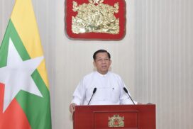 New Year Message of greetings delivered by Chairman of State Administration Council Prime Minister Senior General Thadoe Maha Thray Sithu Thadoe Thiri Thudhamma  Min Aung Hlaing on New Year occasion in 1385 Myanmar Era  Myanmar New Year Day, 13th Waning of Tagu 1385 ME 17 April 2023