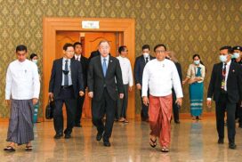 Delegation led by Ex-UNSG Mr Ban Ki-moon arrives in Nay Pyi Taw