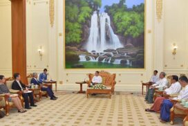 SAC Vice-Chairman Deputy Prime Minister Vice-Senior General  Soe Win receives Chinese Ambassador to Myanmar Mr Chen Hai
