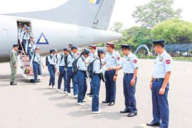 Trainees from Basic Youth Aviation Course (junior level) arrive in Meiktila for camp training