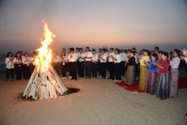 Bonfire for closing ceremony of camp for Grade 11 outstanding students (Ngwesaung)