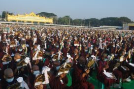 Consecration ceremony, rice alms donation ceremony for 11,111 members of Sangha held in Yangon