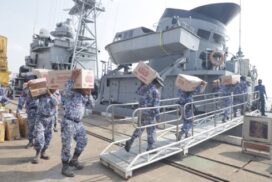 Tatmadaw (Navy) transports foodstuffs, relief items to Rakhine State