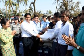 DPM MoTC Union Minister comforts cyclone victims, provides cash assistance, supplies in Rakhine’s Sittway, Ponnagyun townships
