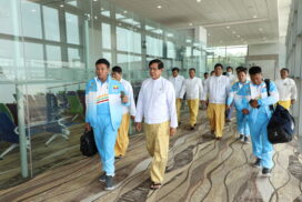 MoSYA Union Minister, Myanmar Sports Team leave for XXXII SEA Games