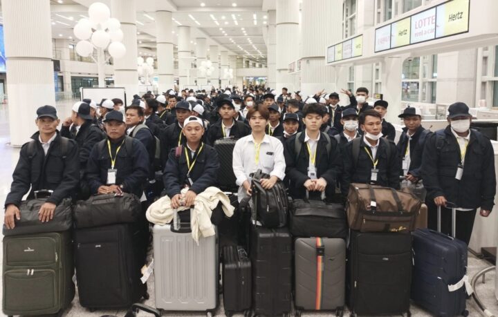 The 141 new manufacturing workers sent to the Republic of Korea through the Public Overseas Employment Agency (POEA) via the EPS system are seen arriving at the Incheon International Airport on 6 March 2024.