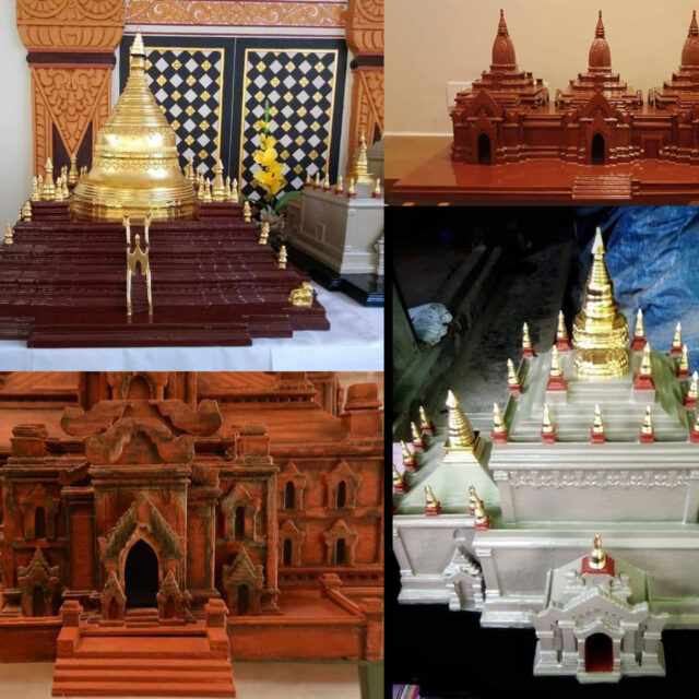 Lacquered pagoda and stupa models 2
